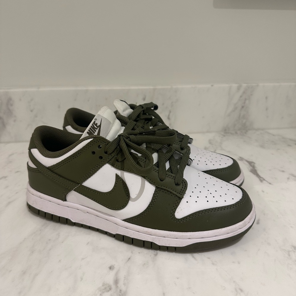Nike Olive and White Low-Top Sneakers